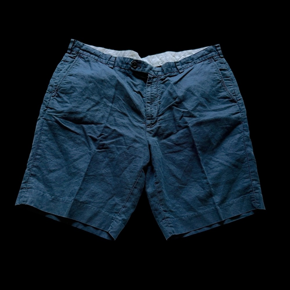 Brooks Brothers Baird McNutt Irish Linen Bermuda Shorts Navy Blue Mens W42